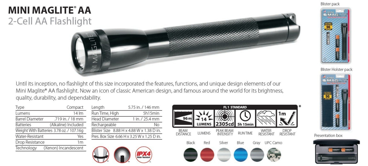 Mini Maglite AA Gray Mini Maglite AA Gray